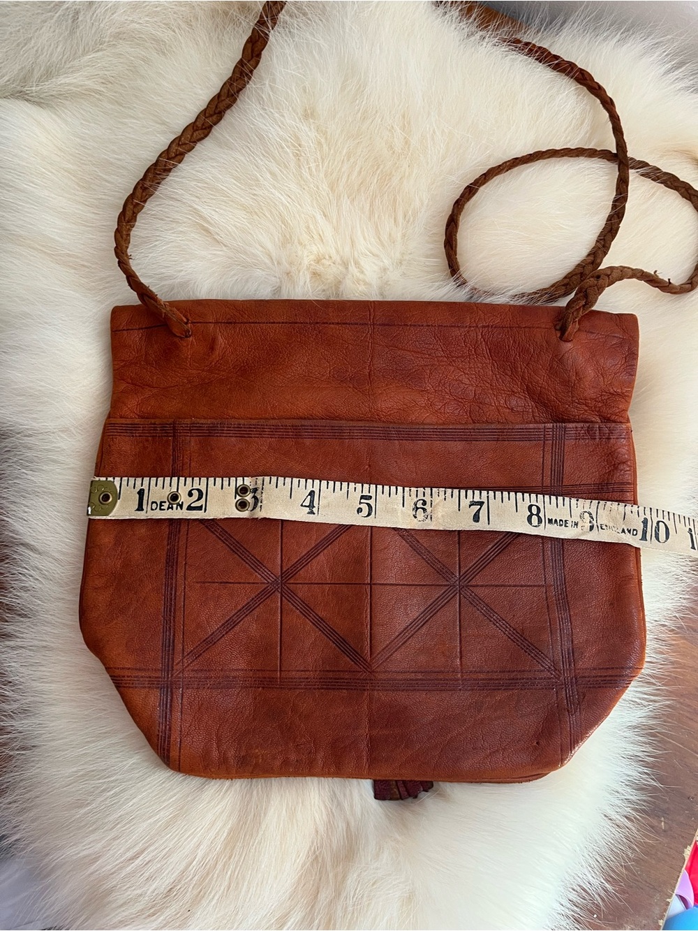 Vintage Authentic Brown Leather Crossbody Bag with Tassel Detail - Picture 6 of 7